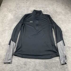 Under Armour Loose Quarter Zip Mock Neck Shirt Top Womens Small Long Sleeve